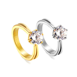 Plating new four claws white diamond ring simple glossy ring