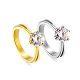 Plating new four claws white diamond ring simple glossy ring