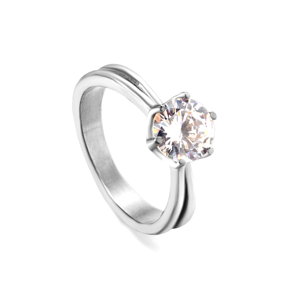 Plating new four claws white diamond ring simple glossy ring asonjewelry