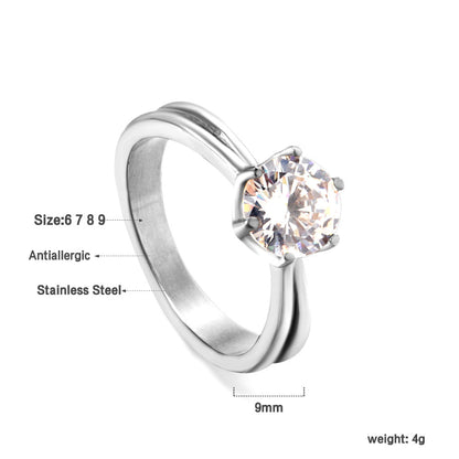 Plating new four claws white diamond ring simple glossy ring asonjewelry