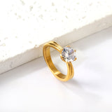 Plating new four claws white diamond ring simple glossy ring