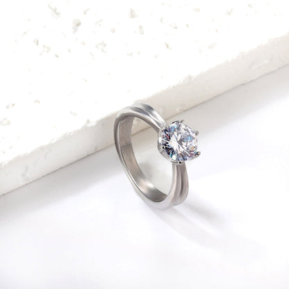 Plating new four claws white diamond ring simple glossy ring asonjewelry