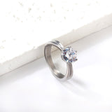 Plating new four claws white diamond ring simple glossy ring
