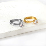 Plating new four claws white diamond ring simple glossy ring
