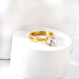 Plating new four claws white diamond ring simple glossy ring