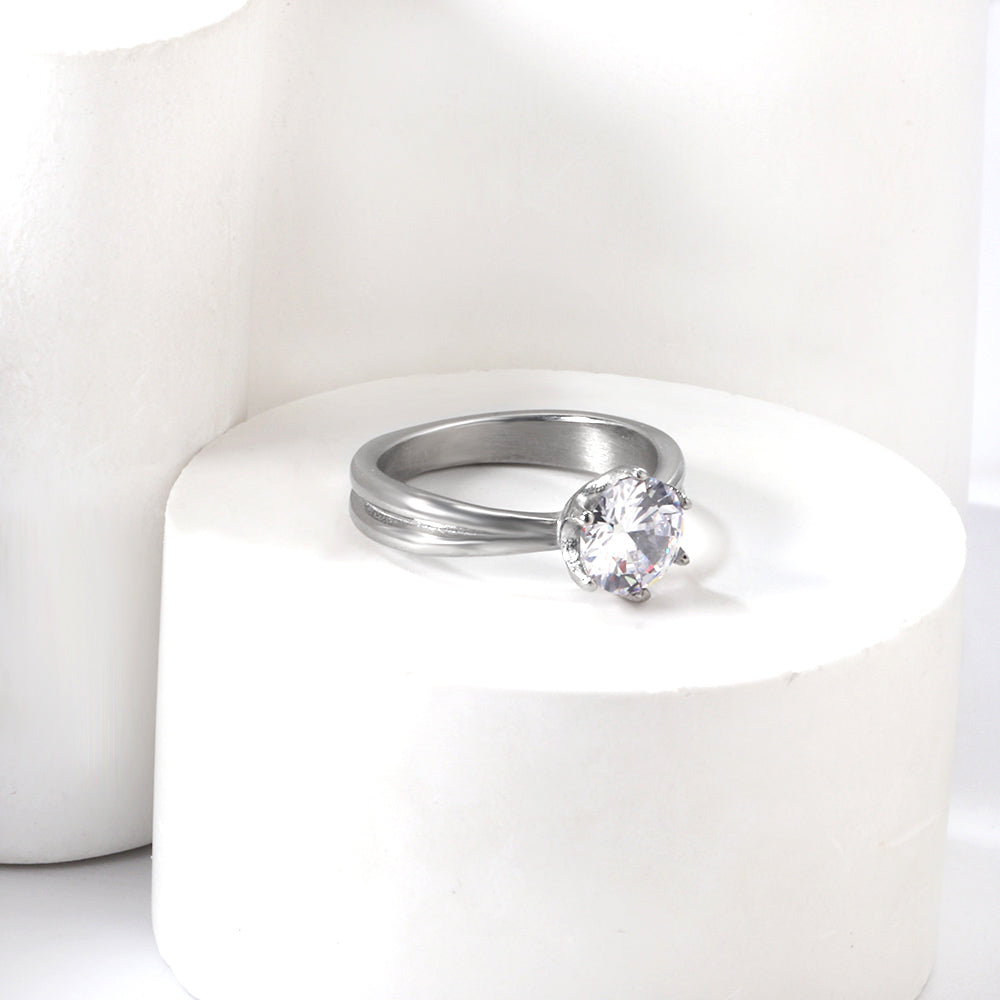 Plating new four claws white diamond ring simple glossy ring asonjewelry