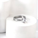Plating new four claws white diamond ring simple glossy ring