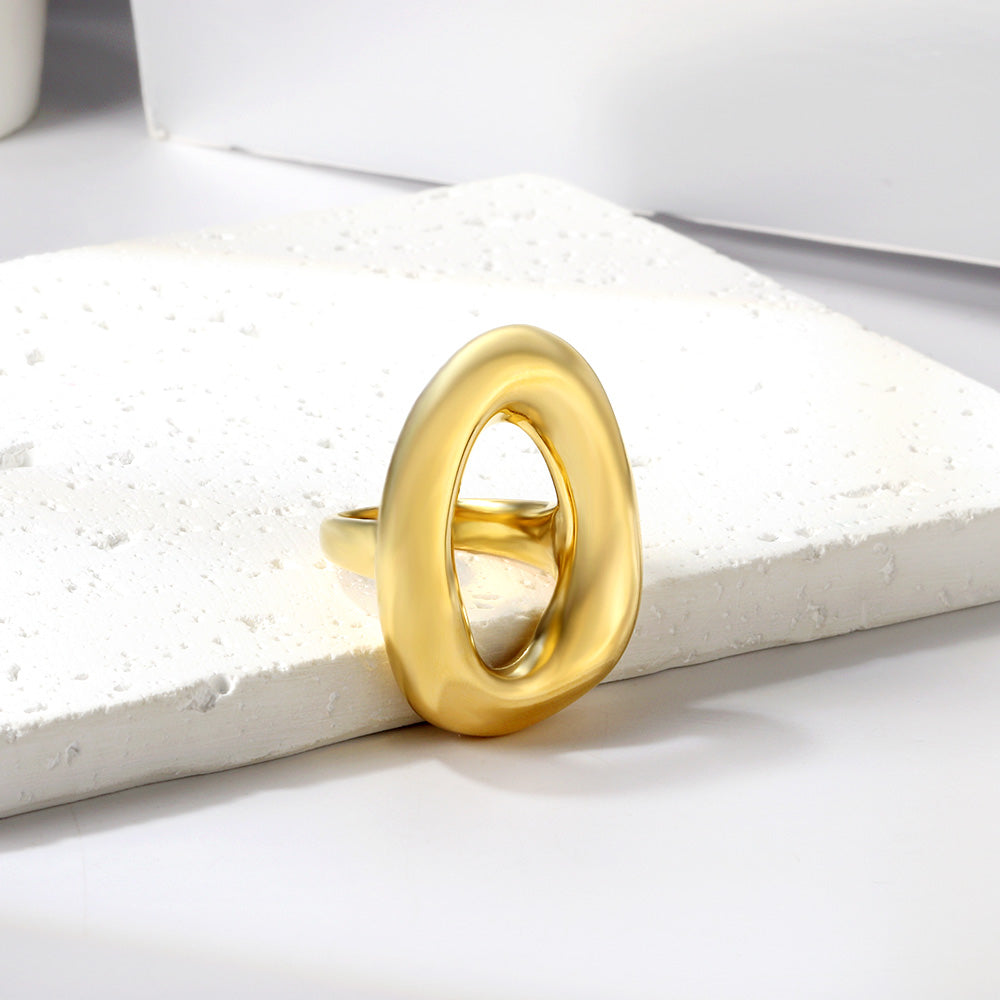 18k gold stainless steel round hollow ring simple finger ring jewelry ring wholesale asonjewelry