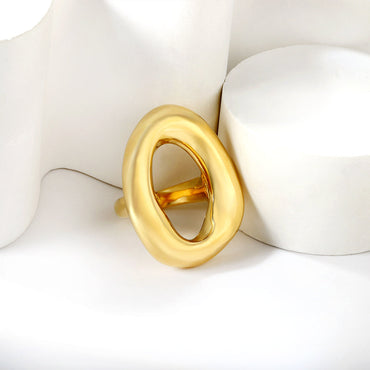 18k gold stainless steel round hollow ring simple finger ring jewelry ring wholesale asonjewelry