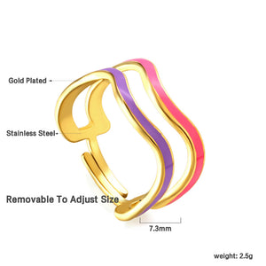 Adjustable ring women stainless steel simple fashion metal ring