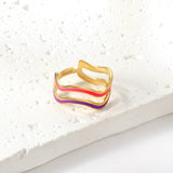 Adjustable ring women stainless steel simple fashion metal ring
