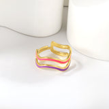 Adjustable ring women stainless steel simple fashion metal ring