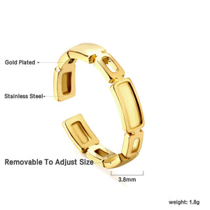 Stainless steel casting ring opening adjustable woven diamond pattern 18K furnace plating