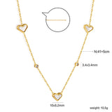 8*10mm 3 heart-shaped white/red/pink/green/black shells + 3.5mm 2 white diamond pendants 0.3 cross chain 41+5cm + 10*3mm square tag Necklace Gold