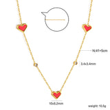 8*10mm 3 heart-shaped white/red/pink/green/black shells + 3.5mm 2 white diamond pendants 0.3 cross chain 41+5cm + 10*3mm square tag Necklace Gold