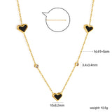 8*10mm 3 heart-shaped white/red/pink/green/black shells + 3.5mm 2 white diamond pendants 0.3 cross chain 41+5cm + 10*3mm square tag Necklace Gold