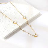 8*10mm 3 heart-shaped white/red/pink/green/black shells + 3.5mm 2 white diamond pendants 0.3 cross chain 41+5cm + 10*3mm square tag Necklace Gold