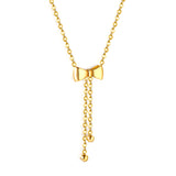Bow Tie Pendant Necklace with Double Steel Beads 40+5cm