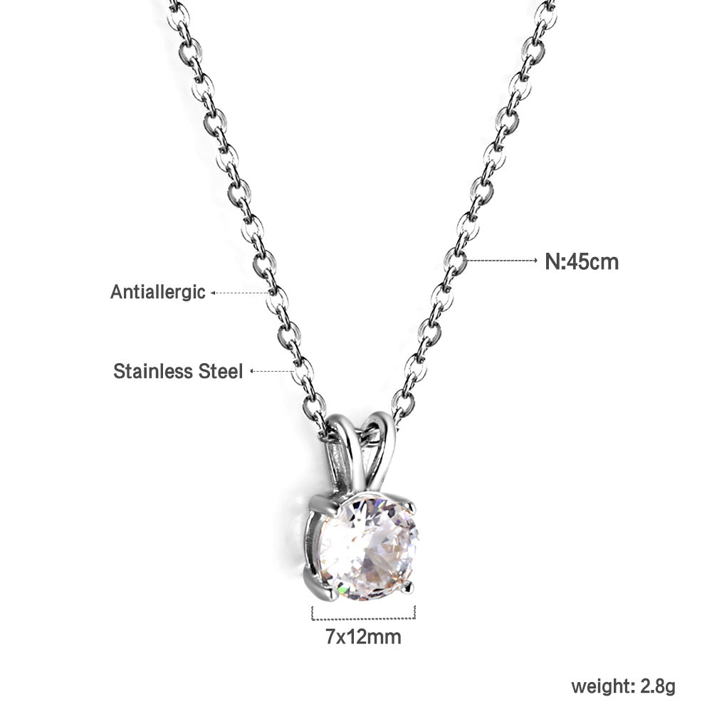 White & Red & Pink & Purple & Green Diamond Round Pendant Necklace 45cm asonjewelry