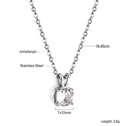 White & Red & Pink & Purple & Green Diamond Round Pendant Necklace 45cm asonjewelry