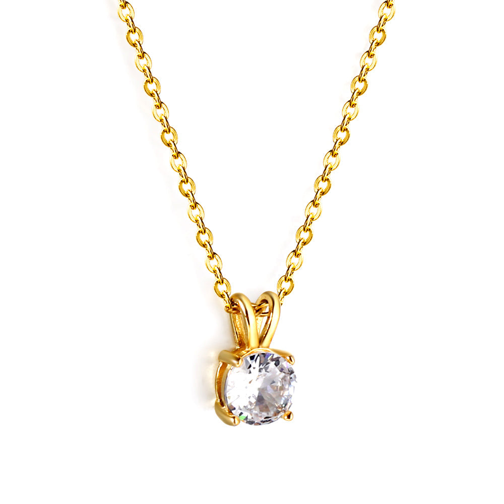 White & Red & Pink & Purple & Green Diamond Round Pendant Necklace 45cm asonjewelry