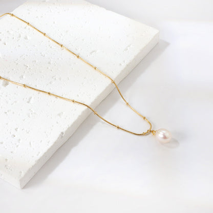 White pearl pendant necklace 47+5cm asonjewelry