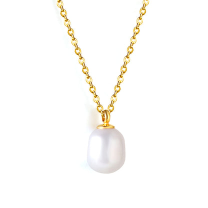 White Pearl Pendant Necklace 40+5cm asonjewelry