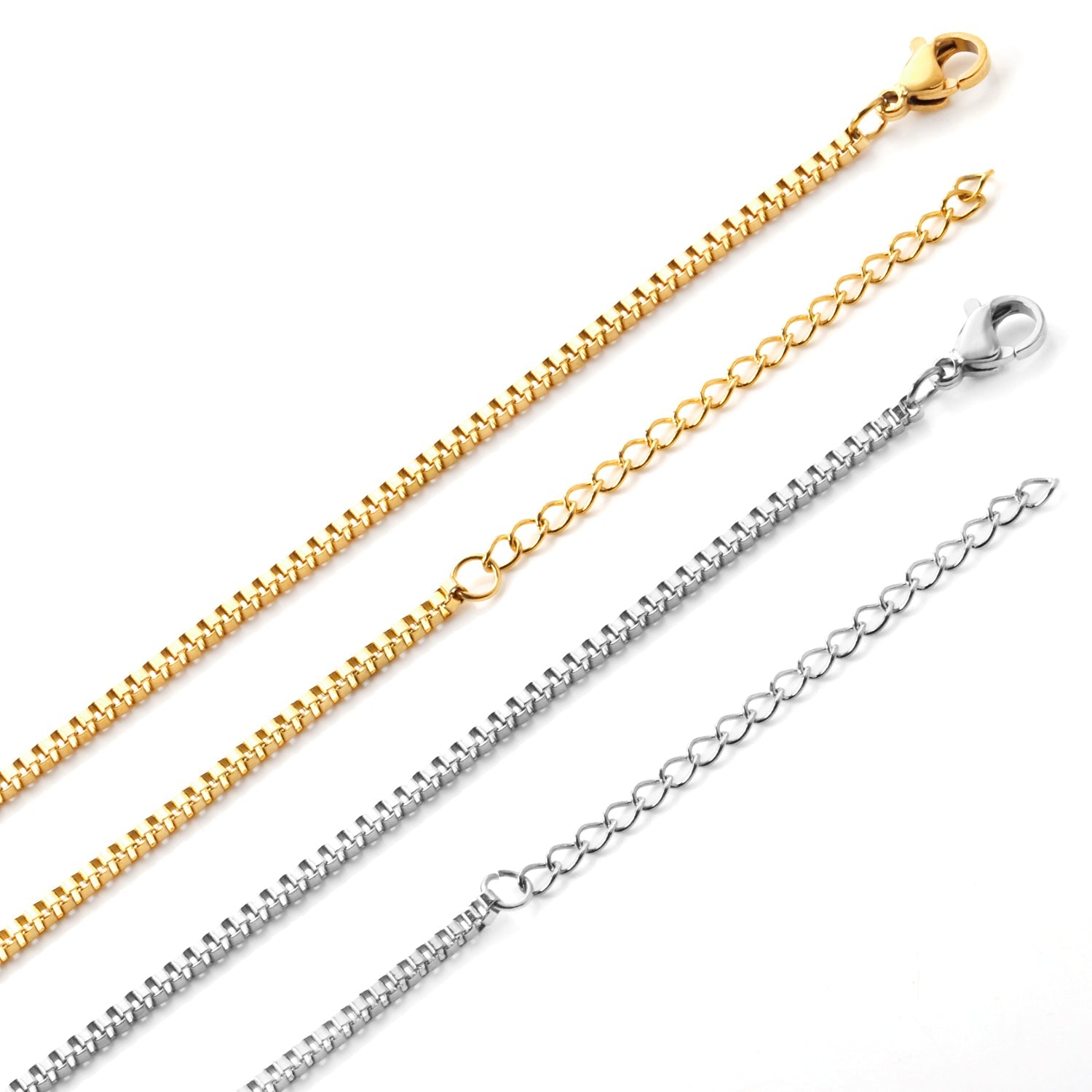 ASON 10pcs/bulk long necklace collar 2cm*45+5cm with chain Gold & steel color stainless steel necklace wholesale asonjewelry