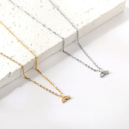 Fishtail pendant with diamond necklace 43+5cm asonjewelry