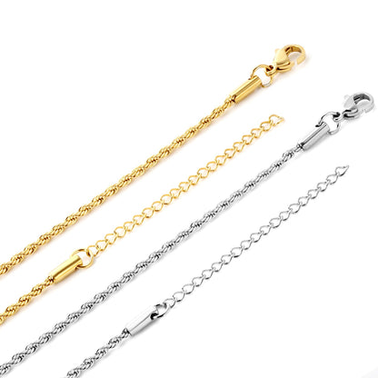 ASON 10pcs/bulk long necklace collar 2.0mm * 45cm+5cm matching chain gold & steel color stainless steel necklace wholesale asonjewelry