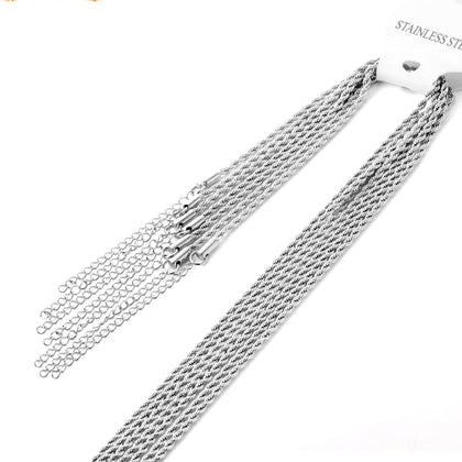 ASON 10pcs/bulk long necklace collar 2.0mm * 45cm+5cm matching chain gold & steel color stainless steel necklace wholesale asonjewelry