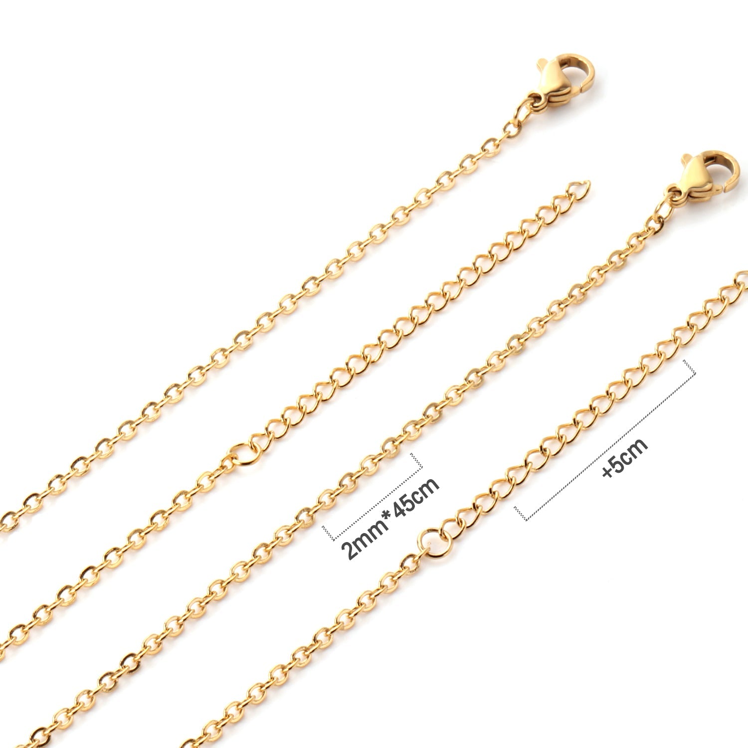 ASON 10pcs/bulk long necklace collar 2 * 45+5cm with chain gold & steel color stainless steel necklace wholesale asonjewelry