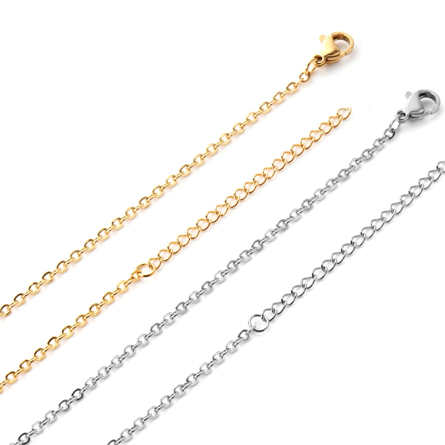 ASON 10pcs/bulk long necklace collar 2 * 45+5cm with chain gold & steel color stainless steel necklace wholesale asonjewelry