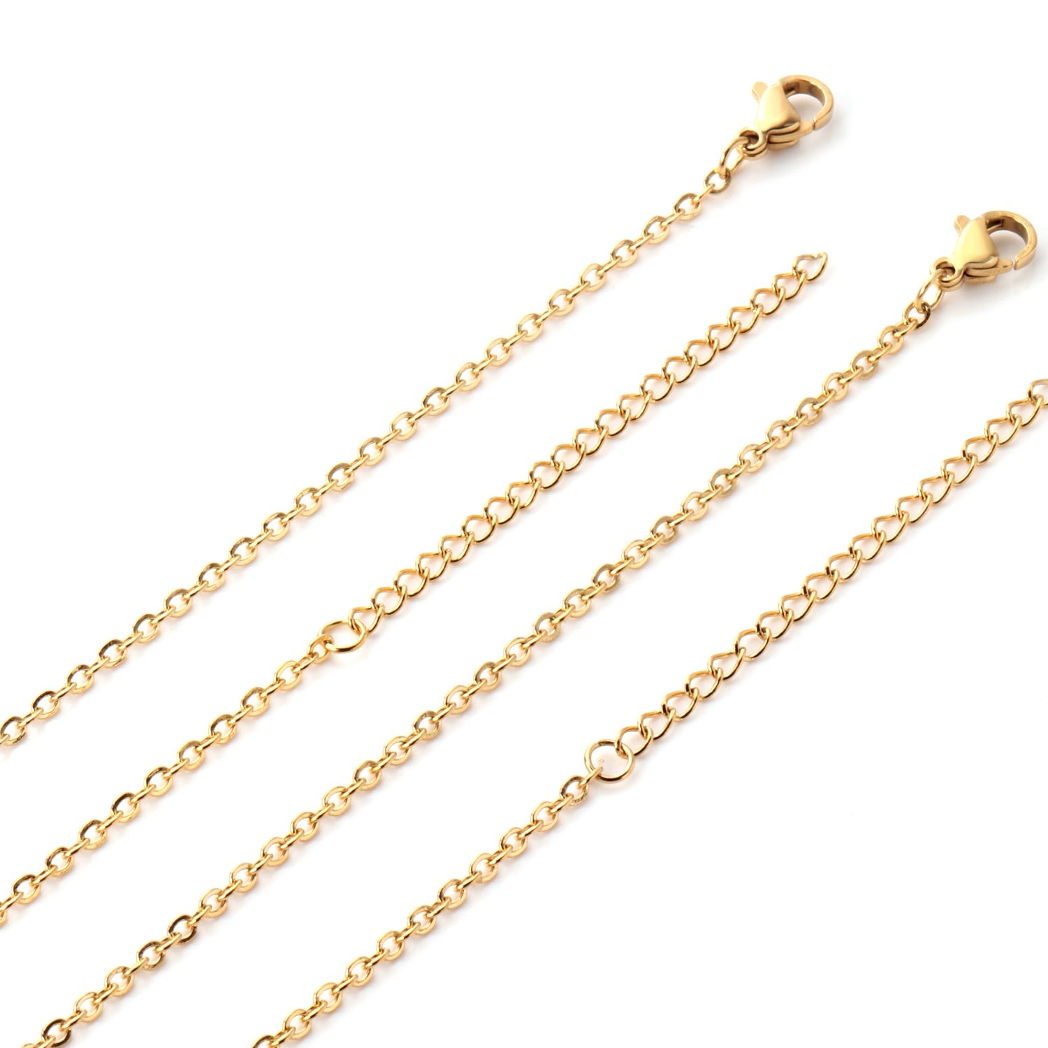 ASON 10pcs/bulk long necklace collar 2 * 45+5cm with chain gold & steel color stainless steel necklace wholesale asonjewelry