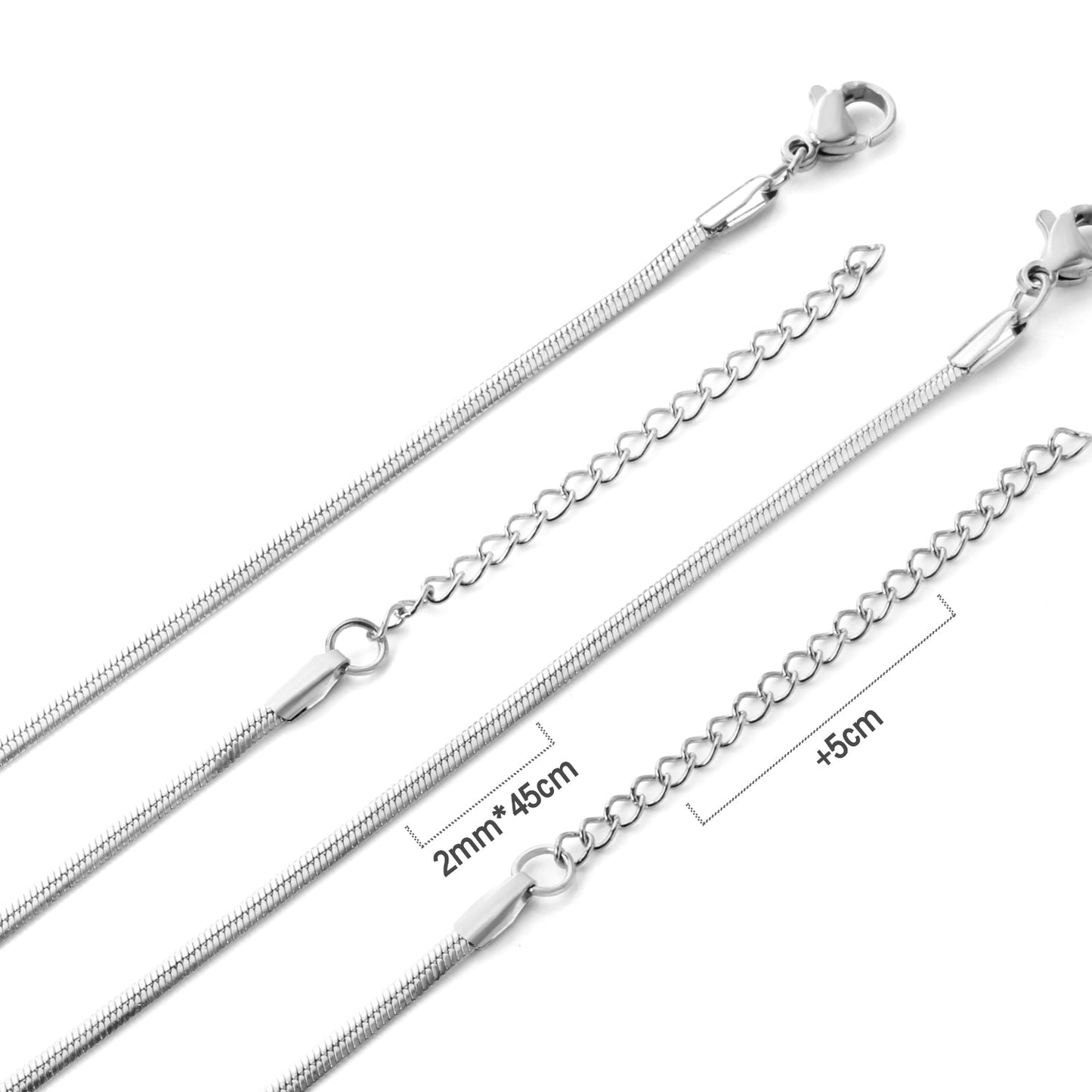 ASON 10pcs/Bulk Long Necklace Collar 2MM*45CM+5CM Matching Chain Gold & Steel Color Stainless Steel Necklace Wholesale asonjewelry