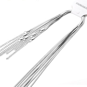 ASON 10pcs/Bulk Long Necklace Collar 2MM*45CM+5CM Matching Chain Gold & Steel Color Stainless Steel Necklace Wholesale