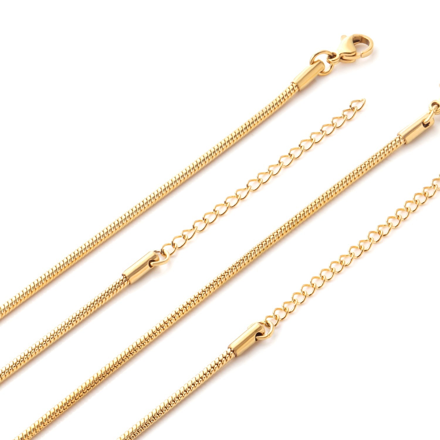 ASON 10pcs/bulk long necklace collar 1cm / 2cm*45cm+5cm matching chain gold & steel color stainless steel necklace wholesale asonjewelry