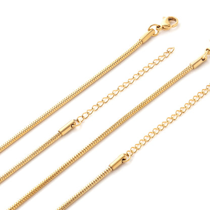 ASON 10pcs/bulk long necklace collar 1cm / 2cm*45cm+5cm matching chain gold & steel color stainless steel necklace wholesale asonjewelry
