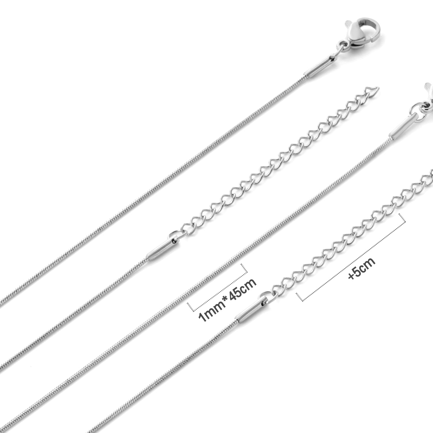 ASON 10pcs/bulk long necklace collar 1cm / 2cm*45cm+5cm matching chain gold & steel color stainless steel necklace wholesale asonjewelry