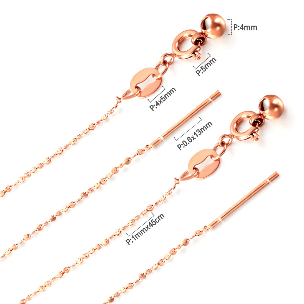 ASON 10pcs/bulk long necklace collar 1mm*45cm retractable connector clasp matching chain steel color & gold color stainless steel necklace wholesale asonjewelry