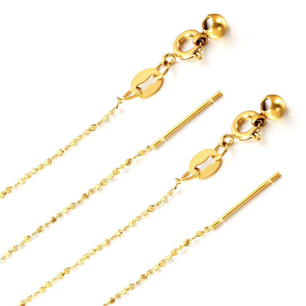 ASON 10pcs/bulk long necklace collar 1mm*45cm retractable connector clasp matching chain steel color & gold color stainless steel necklace wholesale asonjewelry