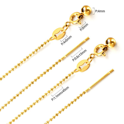 ASON 10pcs/bulk long necklace collar 1.1mm*45cm retractable connector clasp with chain steel color & gold color stainless steel necklace wholesale asonjewelry