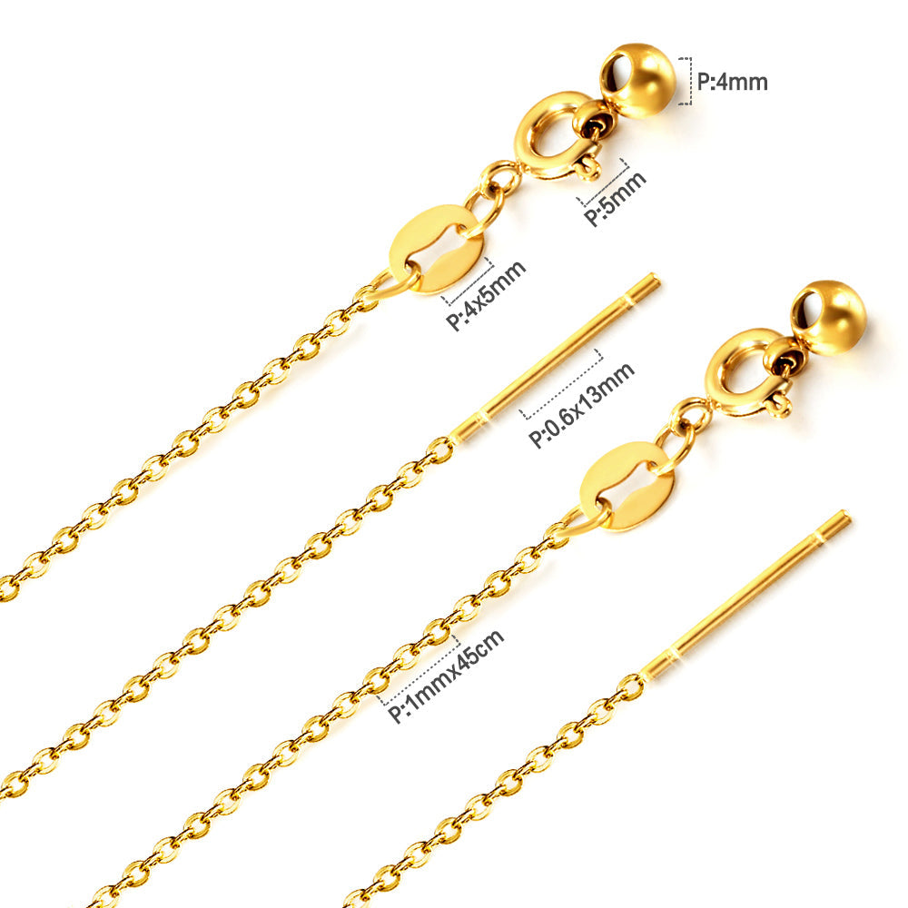 ASON 10pcs/bulk long necklace collar 1mm*45cm retractable joint clasp steel color & gold stainless steel necklace wholesale asonjewelry