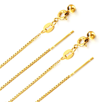 ASON 10pcs/bulk long necklace collar 1.1mm*45cm retractable joint clasp steel color & gold stainless steel necklace wholesale asonjewelry