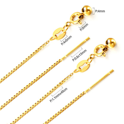 ASON 10pcs/bulk long necklace collar 1.1mm*45cm retractable joint clasp steel color & gold stainless steel necklace wholesale asonjewelry