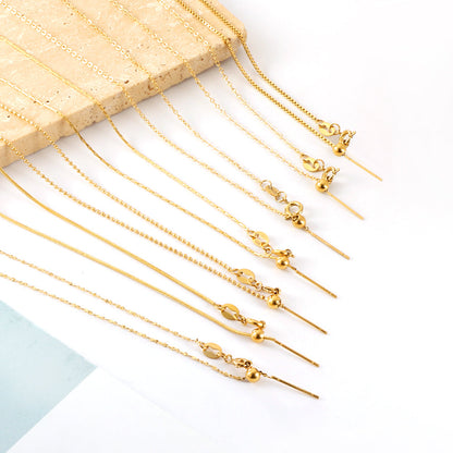 ASON 10pcs/bulk long necklace collar 1.1mm*45cm retractable connector clasp with chain steel color & gold color stainless steel necklace wholesale asonjewelry