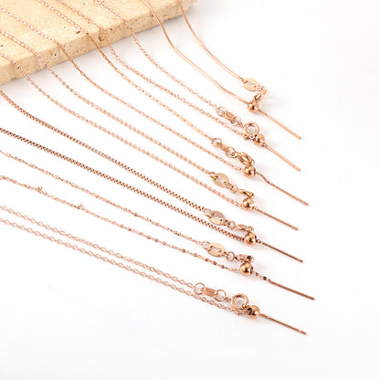 ASON 10pcs/bulk long necklace collar 1.1mm*45cm retractable joint clasp steel color & gold stainless steel necklace wholesale asonjewelry