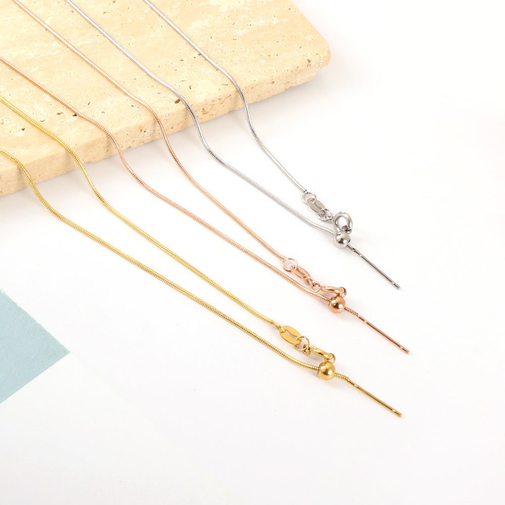 ASON 10pcs/bulk long necklace collar 0.9mm*45cm retractable joint clasp steel color & gold stainless steel necklace wholesale asonjewelry