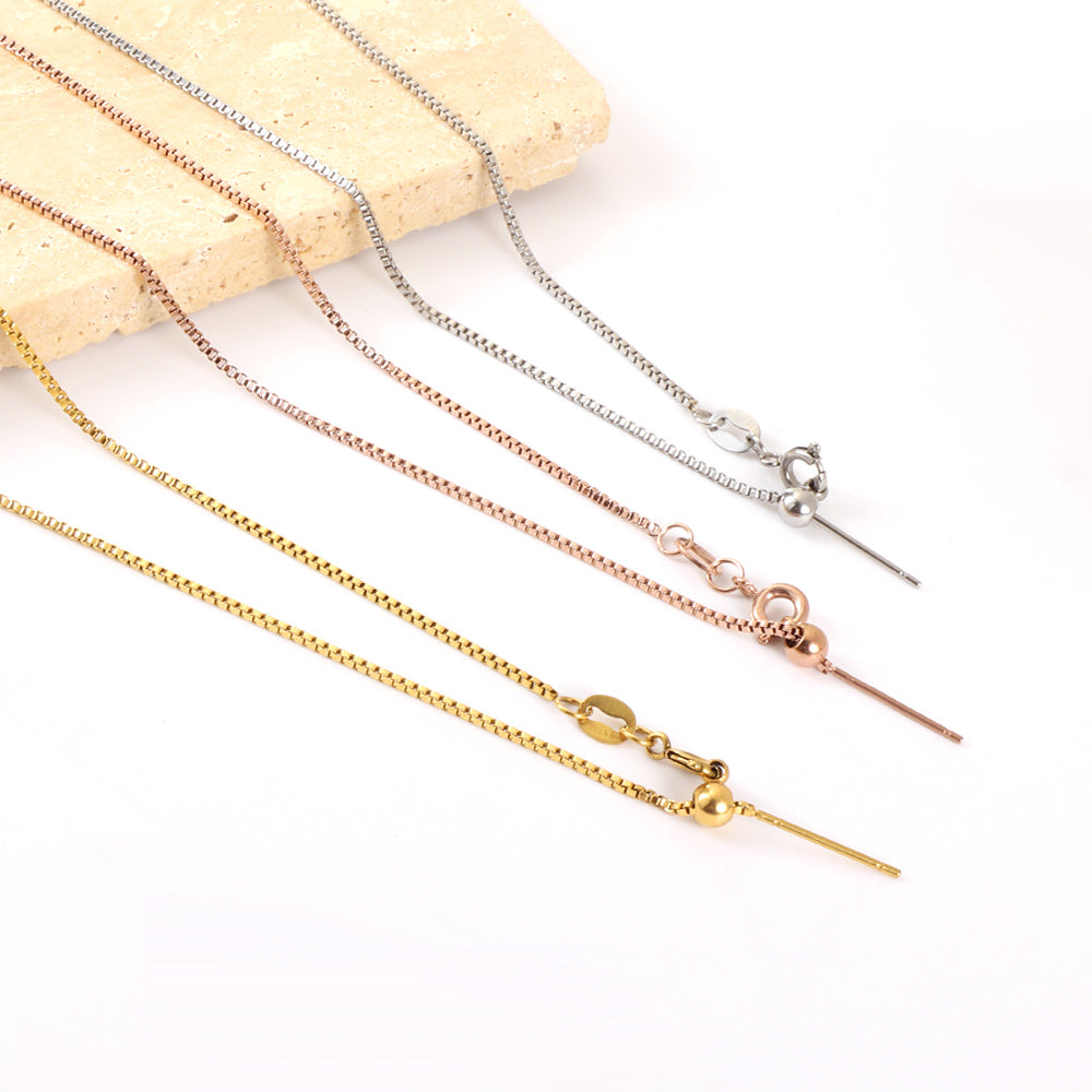 ASON 10pcs/bulk long necklace collar 1.1mm*45cm retractable joint clasp steel color & gold stainless steel necklace wholesale asonjewelry