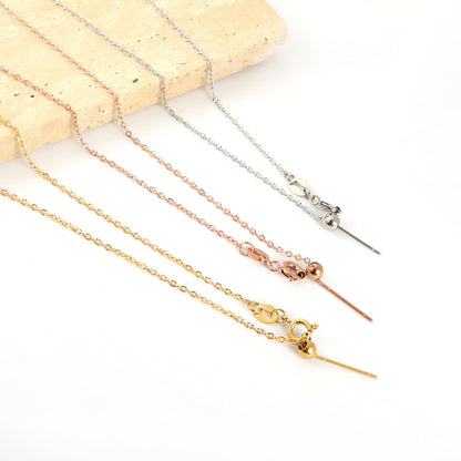 ASON 10pcs/bulk long necklace collar 1.3mm*45cm retractable connector clasp matching chain steel color & gold color stainless steel necklace wholesale asonjewelry
